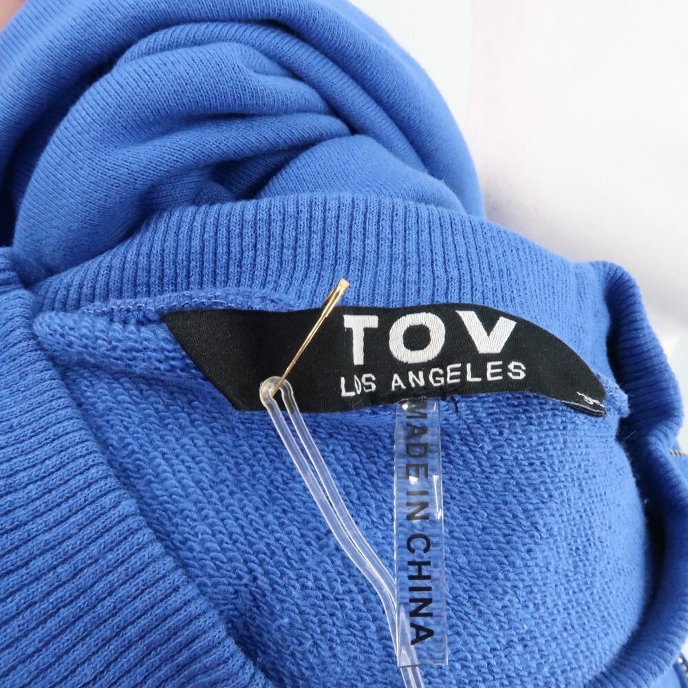 Tov Holy Blue Sweatshirt Dress w Zipper Detail Size 42-Oversized Large  NWT - Picture 4 of 16